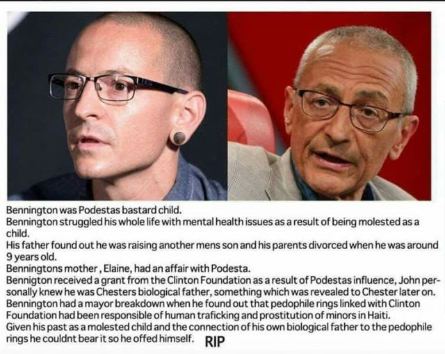 Was John Podesta's Son Recently Sacrificed? Chester Bennington of Linkin Park.