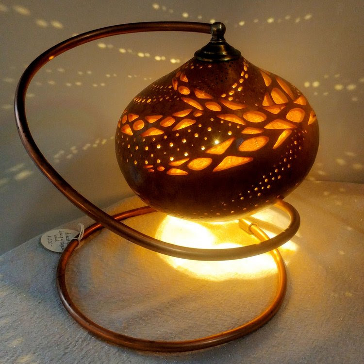 dried gourd lamp by Jane Mawson