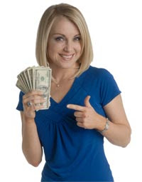 Woman holding money