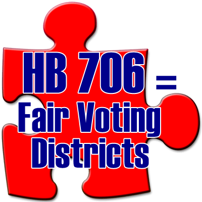 Puzzle piece saying HB 706 equals fair voting districts