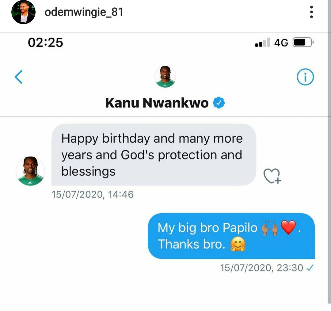 "I read too much into the greetings" Odemwingie apologises to Kanu and family 