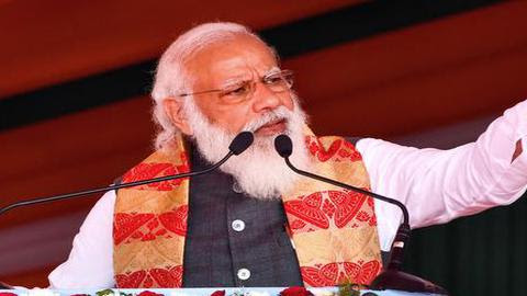  Prime Minister Narendra Modi addresses after laying foundation stone of two medical colleges and launching a scheme for the upgradation of the State highways, at Dhekiajuli in Sonitpur district of Assam recently. File photo 