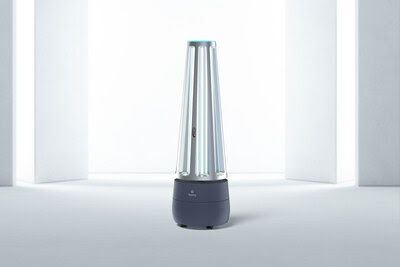 Self-Driving Disinfection Robot that operates at maximum efficiency and makes intelligent decisions to optimize disinfections, lasting up to 6 hours Self-Driving Disinfection Robot that operates at maximum efficiency and makes intelligent decisions to optimize disinfections, lasting up to 6 hours