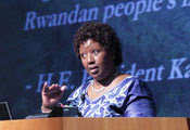 Dr. Agnes Binagwaho speaking at a podium