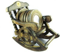 Pindia Fancy Rocking Chair Shaped Tea Coffee Wood Coaster Set