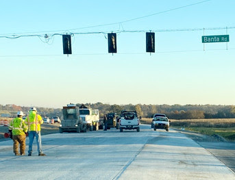 New I-69 northbound pavement at Banta Road