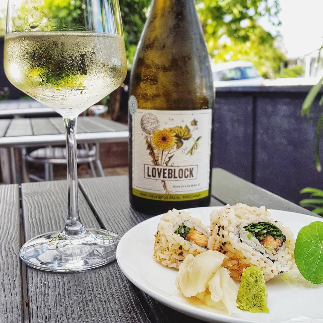 Bottle and glass of Loveblock Marlborough Sauvignon Blanc