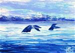 4138 - TWO WHALES ACEO - KISS Painting - Posted on Thursday, March 19, 2015 by Sea Dean