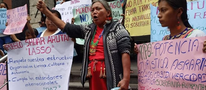 Protesta contra la minería en Ecuador frente al Ministerio del Ambiente, Octubre 2021