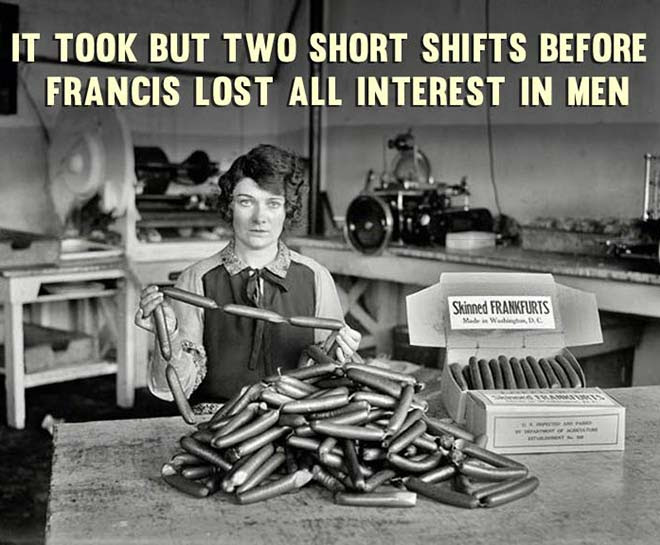 33 Funny Pictures & Best Memes That Rock ~ vintage snap, work life classic hot dogs factories dating humor