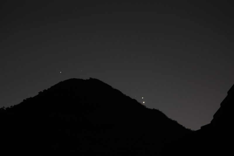 Venus and Jupiter on the night of the conjunction - August 27, 2016 - as captured by Andre Smith in South Africa.  The fainter dot to one side is Mercury.