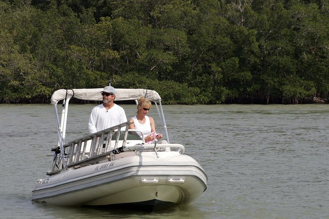 2 people on a boat