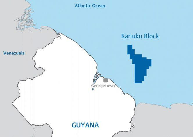 Map showing the Kanuku block offshore Guyana