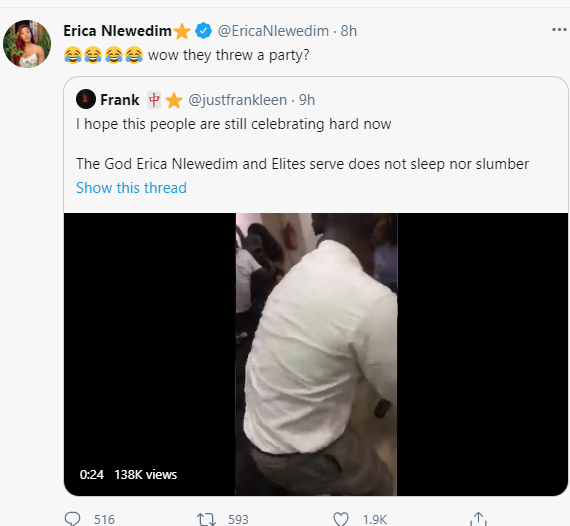 Erica Nlewedim reacts to video of people celebrating when she was evicted from the Big Brother Naija house last year