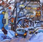 799 Montreal Winter Scene, McGill Ghetto, 6x6 - Posted on Sunday, November 9, 2014 by Darlene Young