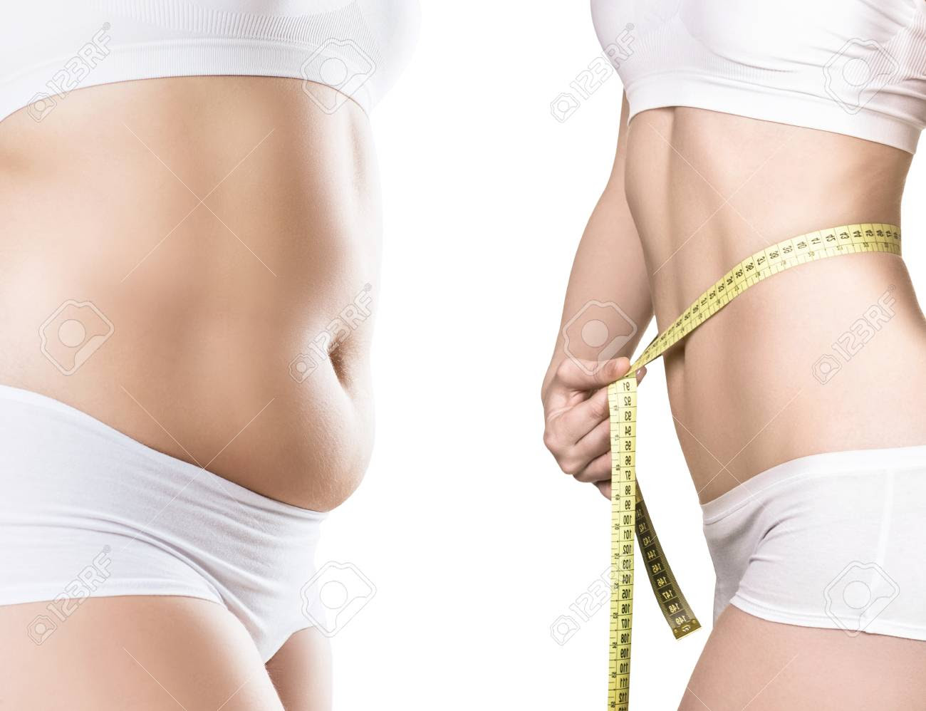 Womans Body Before And After Weight Loss. Stock Photo, Picture and Royalty  Free Image. Image 95434753.