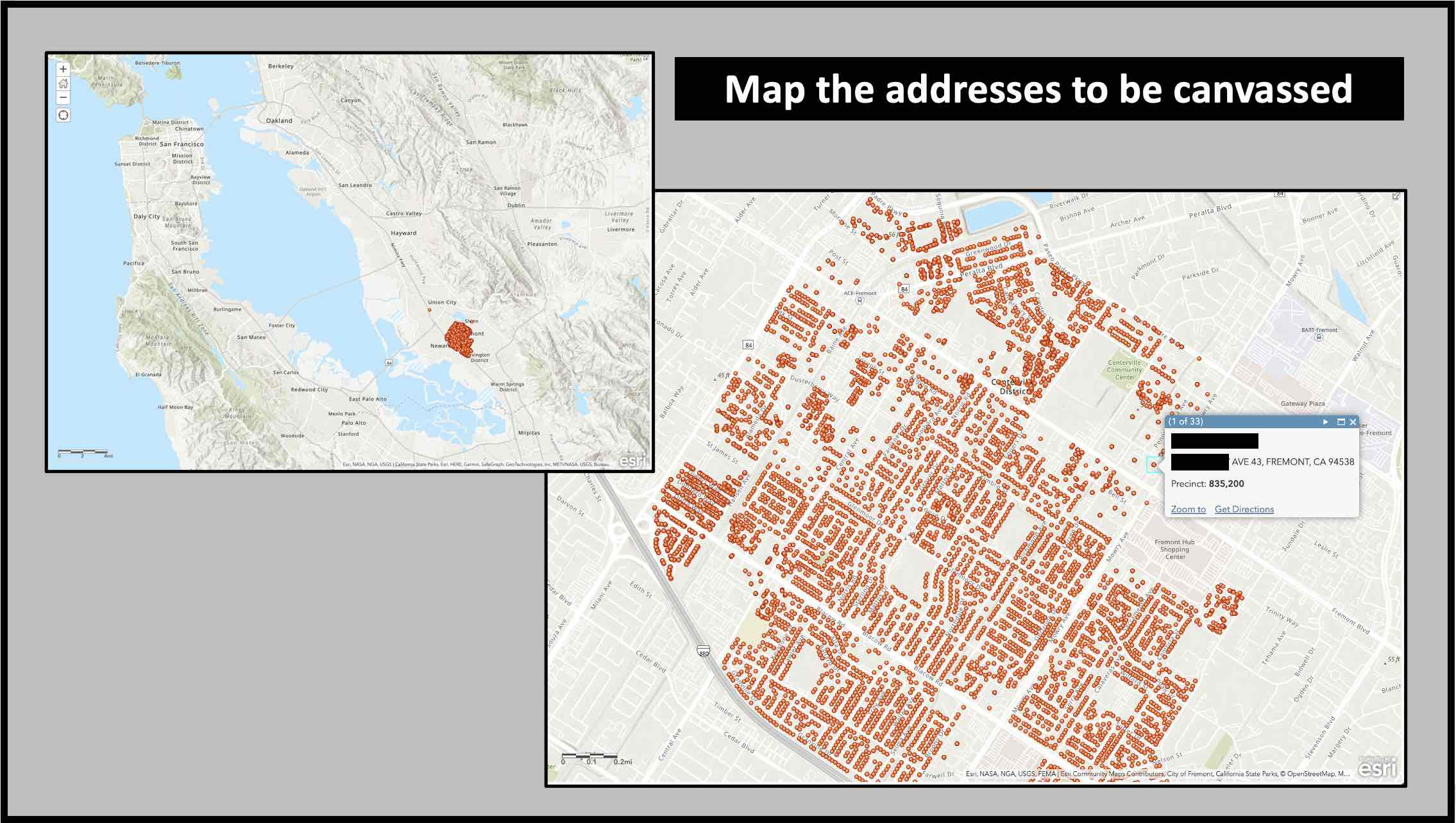Map the addresses to be canvassed