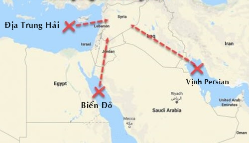 Nhá»¯ng Äá»a Äiá»m Má»¹ vÃ  Äá»ng minh phÃ³ng tÃªn lá»­a vÃ o Syria. Äá» há»a: WP.