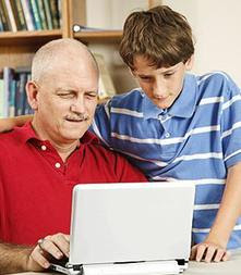 Father and Son at Computer