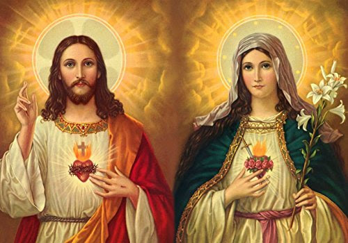 Amazon.com: Jesus and Mary POSTER A2 print Sacred Heart of Jesus and Virgin  Mary painting Religious Artwork Catholic pictures Christian Holy Wall Art  Decor for Home Room : Handmade Products