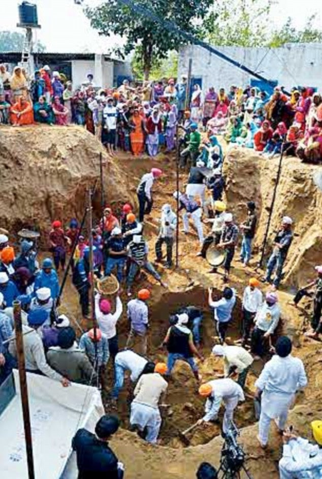 Massacre: Excavation work is going on inside a death well in which 282 Indian sepoys were thrown on August 1, 1857