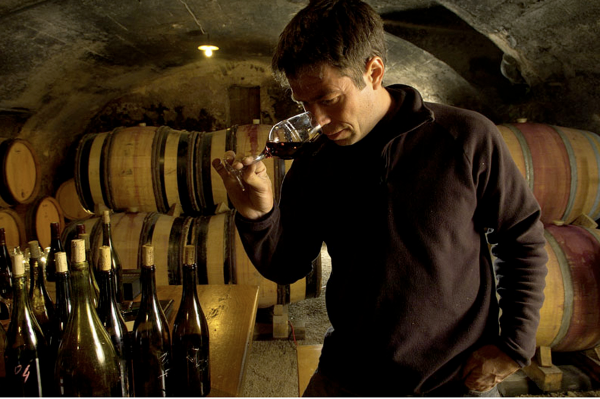 Beaujolais Villages Blanc winemaker: Jean-Marc Burgaud in the wine cellar