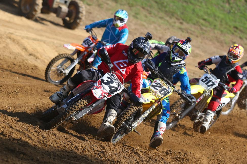 Kenny Blackwell (#34) and Brian Semder (26) battle for a line in the Masters 50+ class.