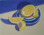 Lemons on Blue & White Plate - Posted on Monday, November 24, 2014 by Elaine Shortall