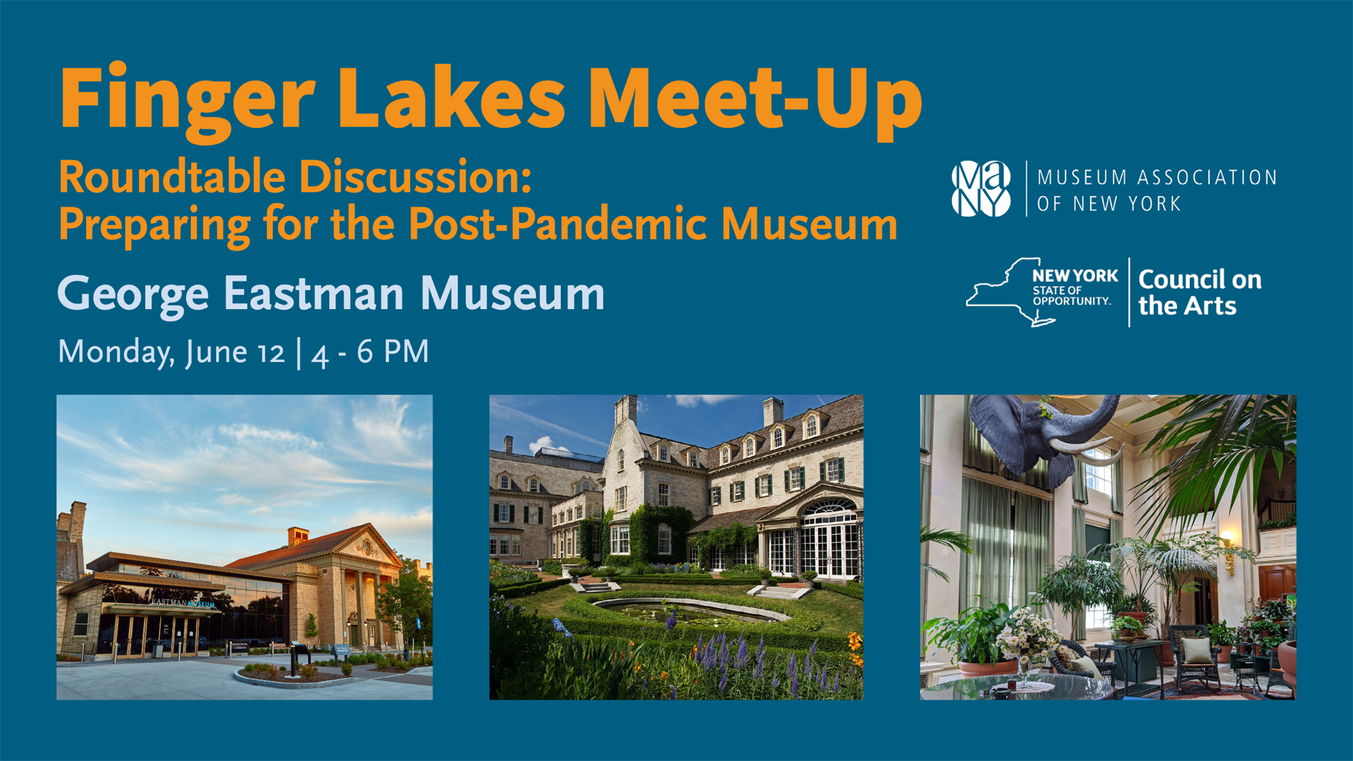 Finger Lakes Meet-Up and Roundtable Discussion at the George Eastman Museum on June 12 from 4 to 6 PM