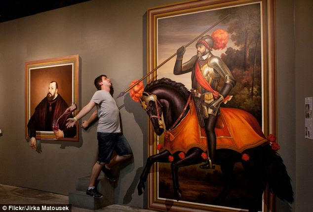 If it wasn't for the steps at the bottom of this image, the
illusion suggests that the spear has left the painting