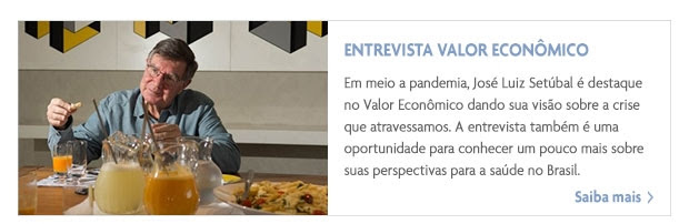 Entrevista Valor Econômico - Em meio a pandemia, José Luiz Setúbal
                                                          é destaque no
                                                          Valor
                                                          Econômico
                                                          dando sua
                                                          visão sobre a
                                                          crise que
                                                          atravessamos.
                                                          A entrevista
                                                          também é uma
                                                          oportunidade
                                                          para conhecer
                                                          um pouco mais
                                                          sobre suas
                                                          perspectivas
                                                          para a saúde
                                                          no Brasil.
                                                          Saiba mais.