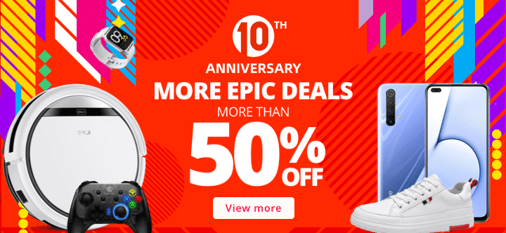 10th Anniversary Sale: Min. 50% Off On Top Products + More Offers