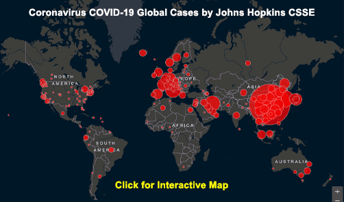 Johns Hopkins CSSE COVID-19 Case Count (Interactive map updated multiple times daily) - ALLOW IMAGES