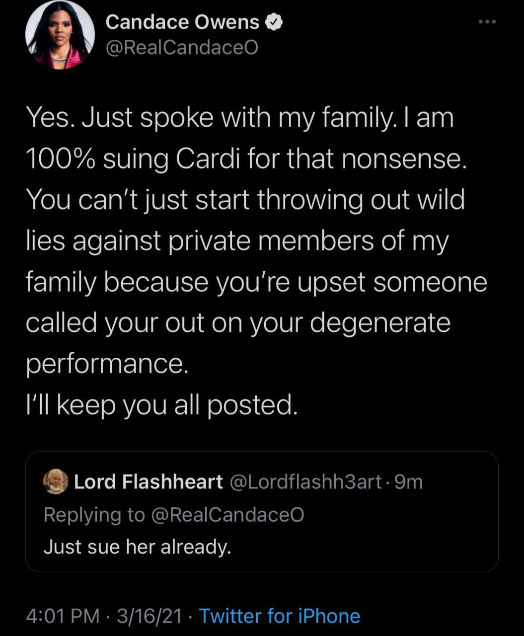 Cardi B and Candace Owens fight dirty and threaten to sue each other over Cardi