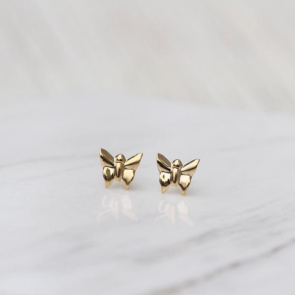 14k Gold Small Butterfly Post Earrings