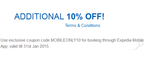 Extra 10% Off on Hotel Bookings (Mobile Apps) 