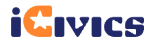 Purple and orange logo of iCivics