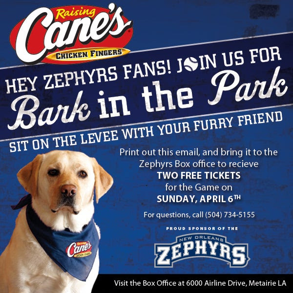 FREE TICKETS to the Zephyrs Ba...