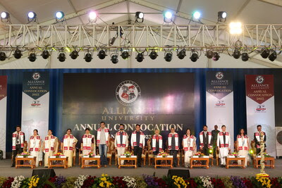 The Leadership Team of Alliance University, Bengaluru along with the Dignitaries on the Convocation Ceremony Dais