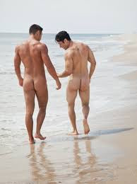 Image result for men walking along nudist beach