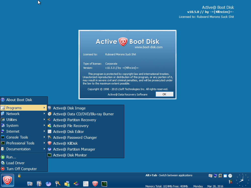 active boot disk 13 key