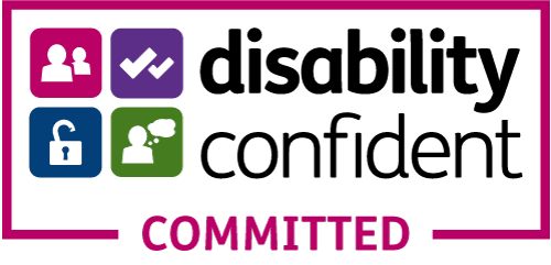 Logo reading Disability Confident Committed