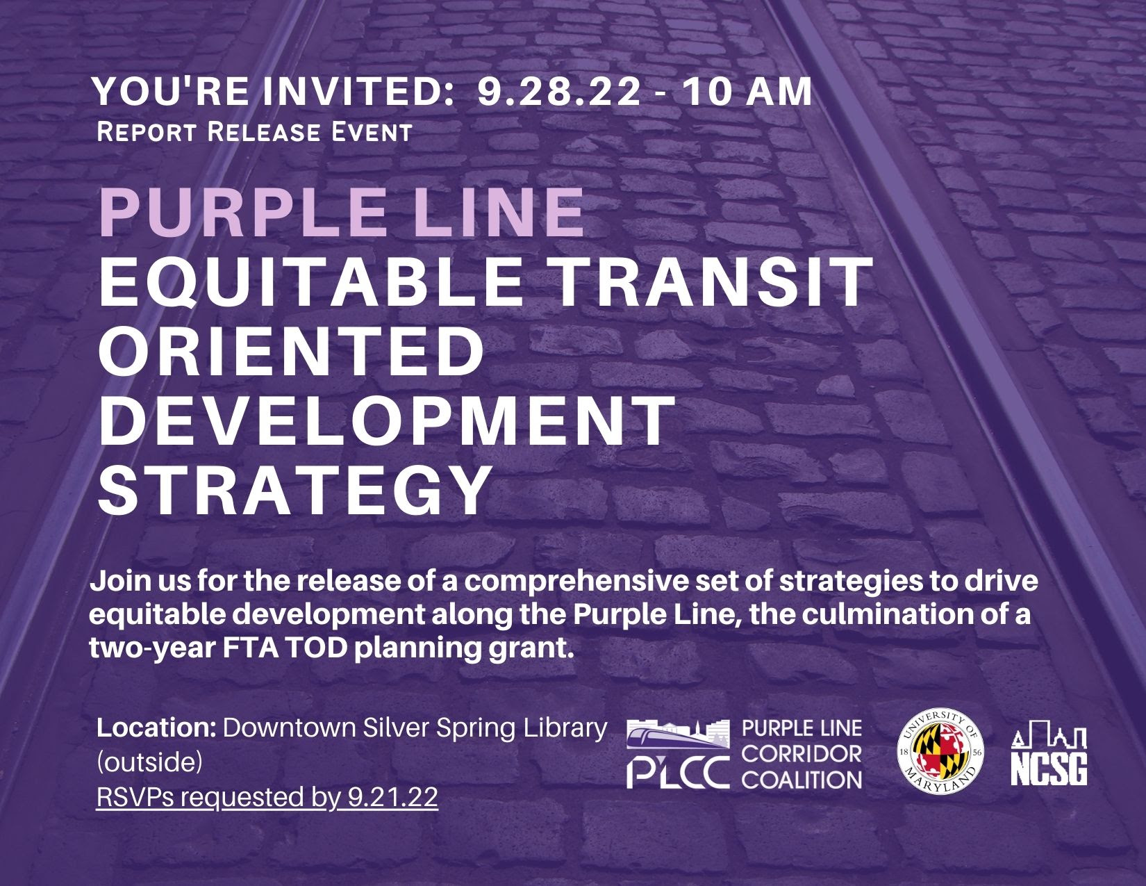 Join us for the release of a Purple Line ETOD strategy