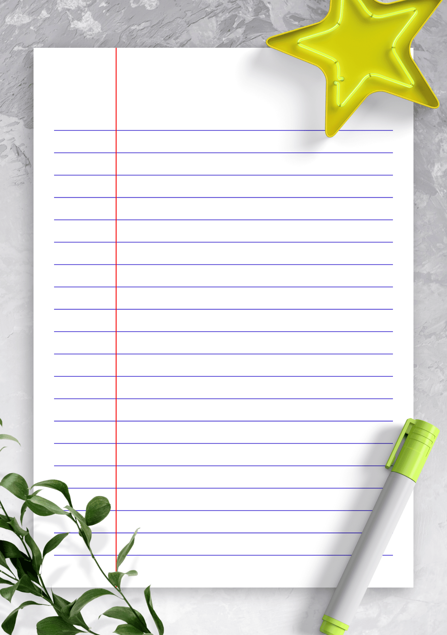 Download Printable Lined Paper Template Wide Ruled 8.7mm blue PDF