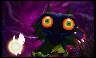 In The Legend of Zelda: Majora's Mask 3D, a masked Skull Kid drags Link into the world of Termina, w ... 