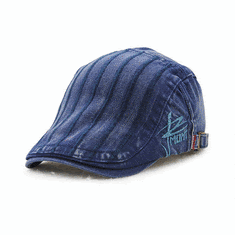 Unisex Cotton Embroidery Stripe Beret Hat
