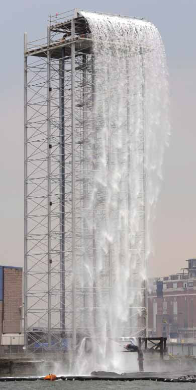 Olafur Eliasson. The New York City Waterfalls, Installation along the East River, 2008.