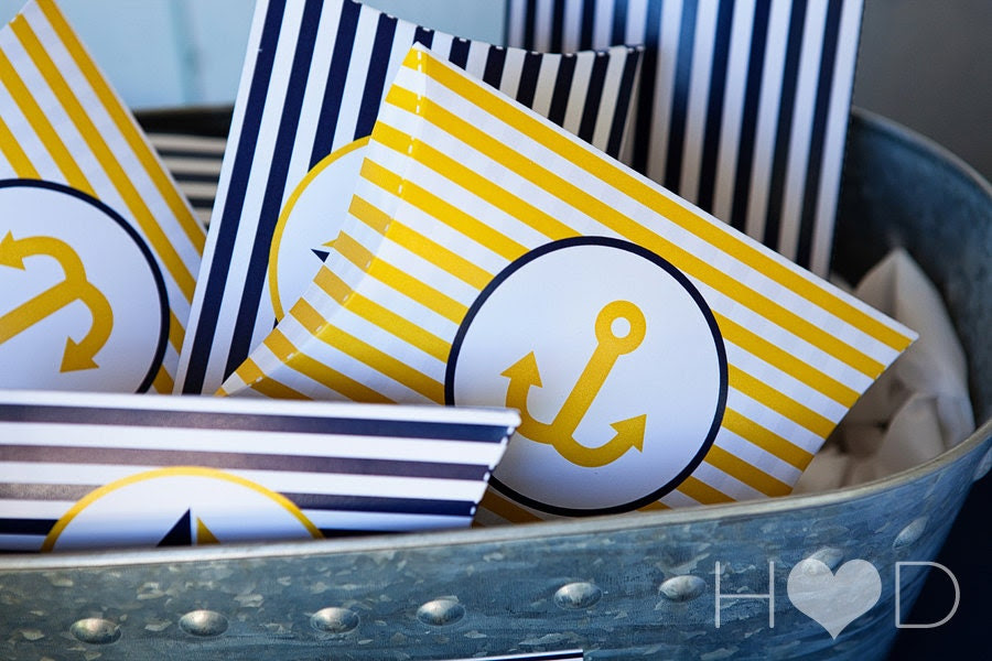 Nautical Baby Shower Printable Pillow Boxes - 2 Printable PDFs - Instant Download - Immediate Download