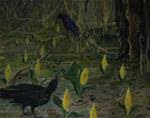 crows in swamp lanterns - Posted on Sunday, March 1, 2015 by William  Shumway