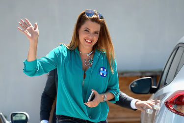 Alicia Machado, the 1996 Miss Universe winner, campaigning for Hillary Clinton on Aug. 20 in Miami.